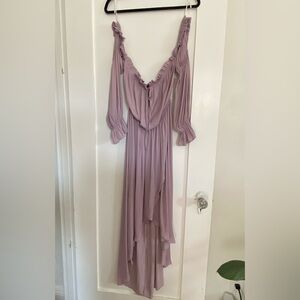 Lilac off-the-shoulder maxi dress